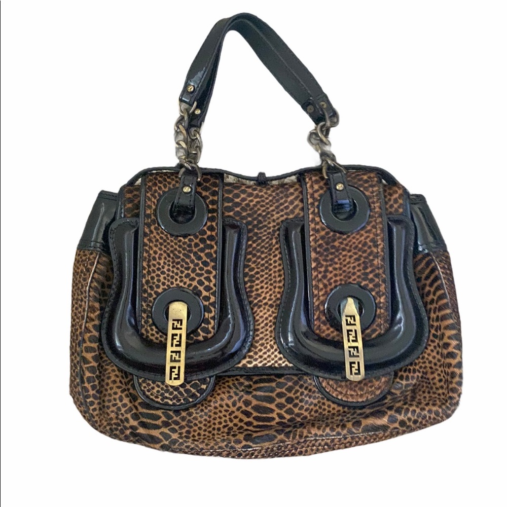 Fendi calf hair leopard print B shoulder bag